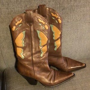 Brown leather nine west butterfly boots size 10